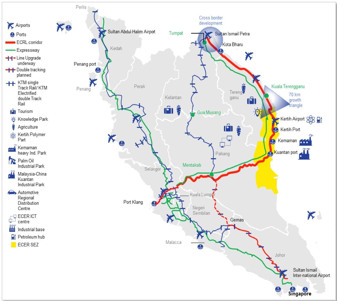 แผนที่ของฝั่งตะวันออกมาเลเซีย