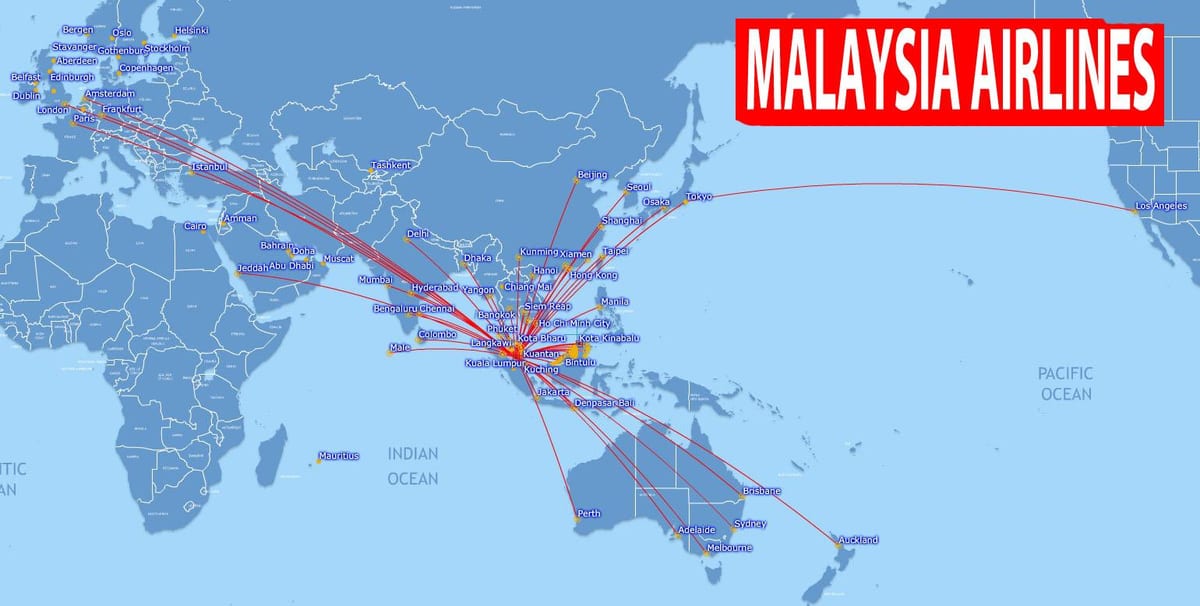 แผนที่ของเส้นทางมาเลเซีย