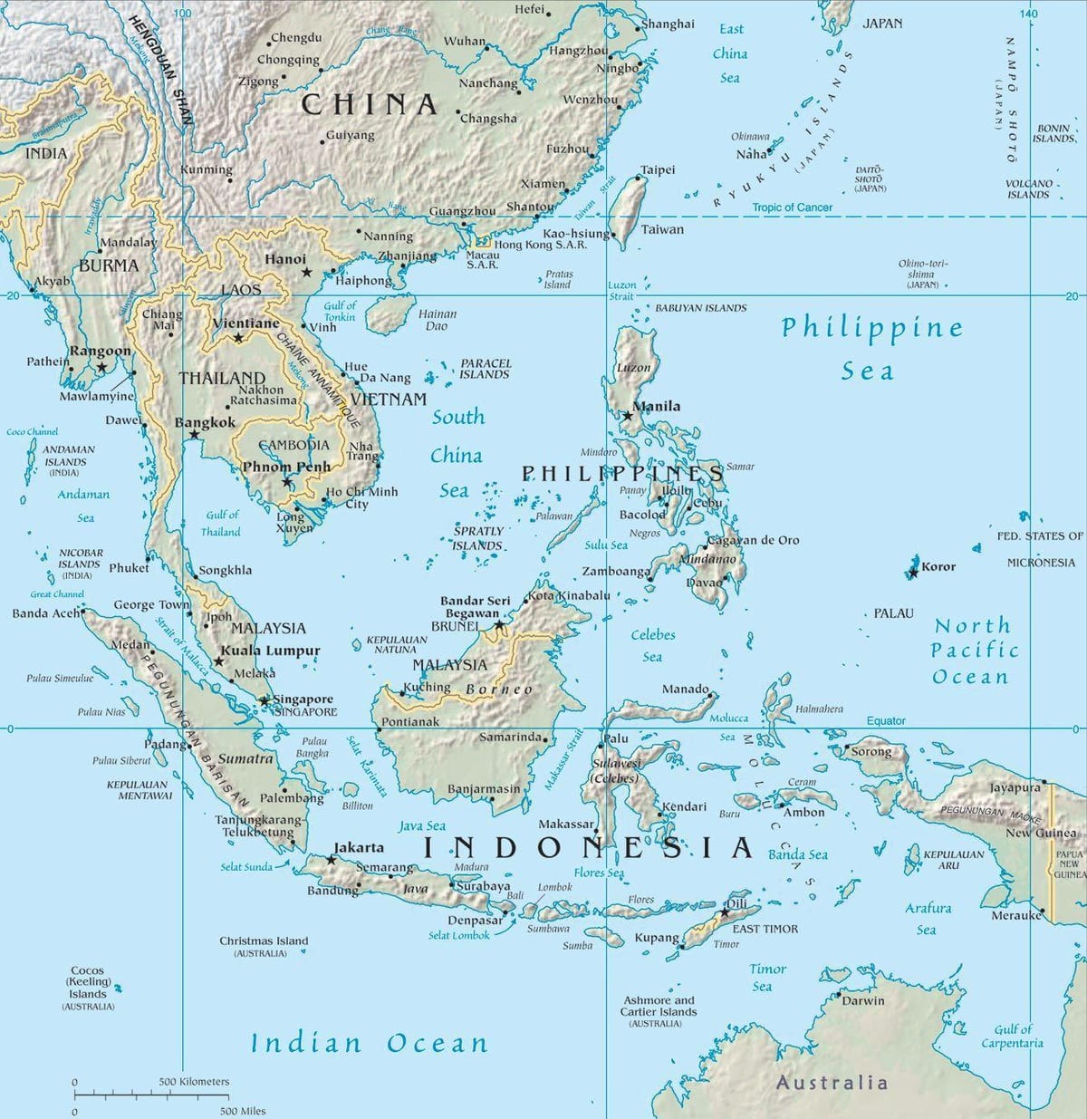 แผนที่ของมาเลเซียในเอเชีย