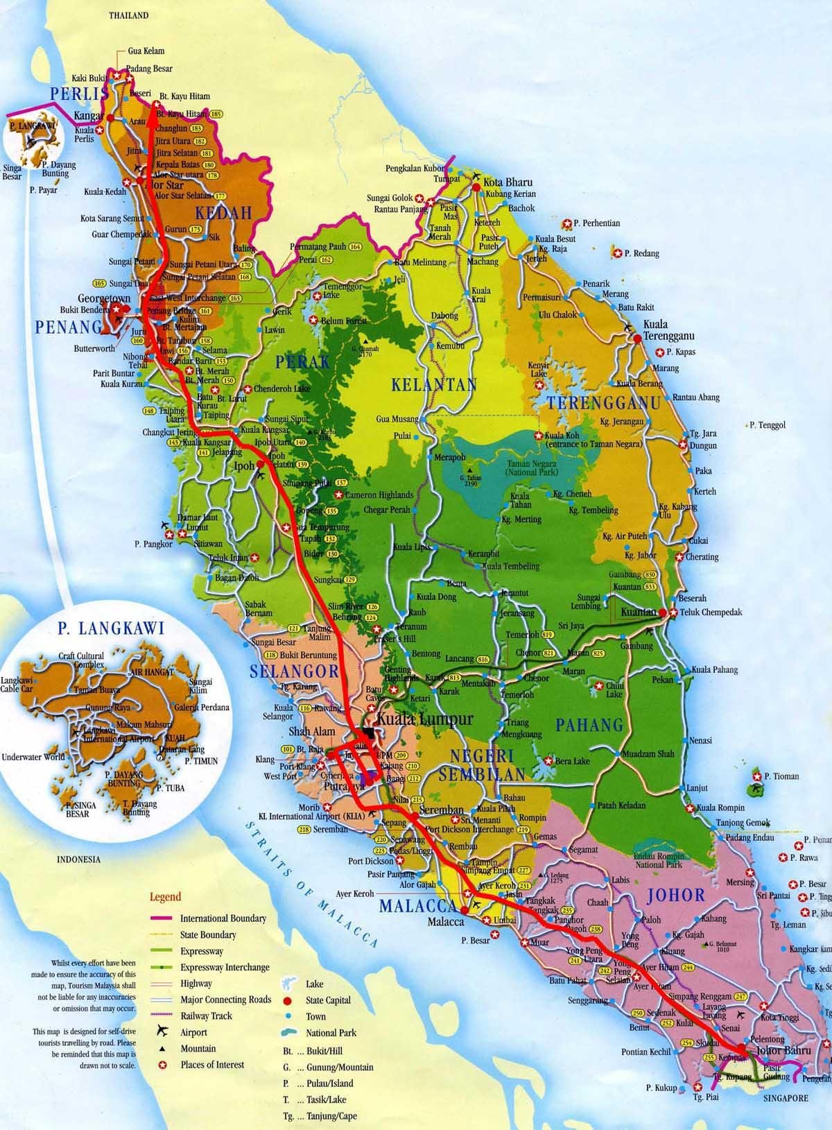 แผนที่ของทางใต้มาเลเซีย