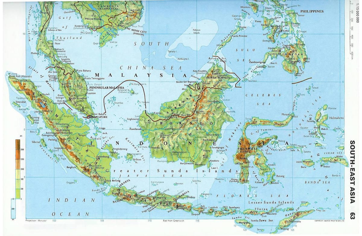 แผนที่ของมาเลเซีย topographic