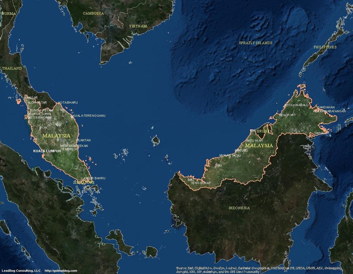 แผนที่ของอยู่บนแผนที่มาเลเซีย