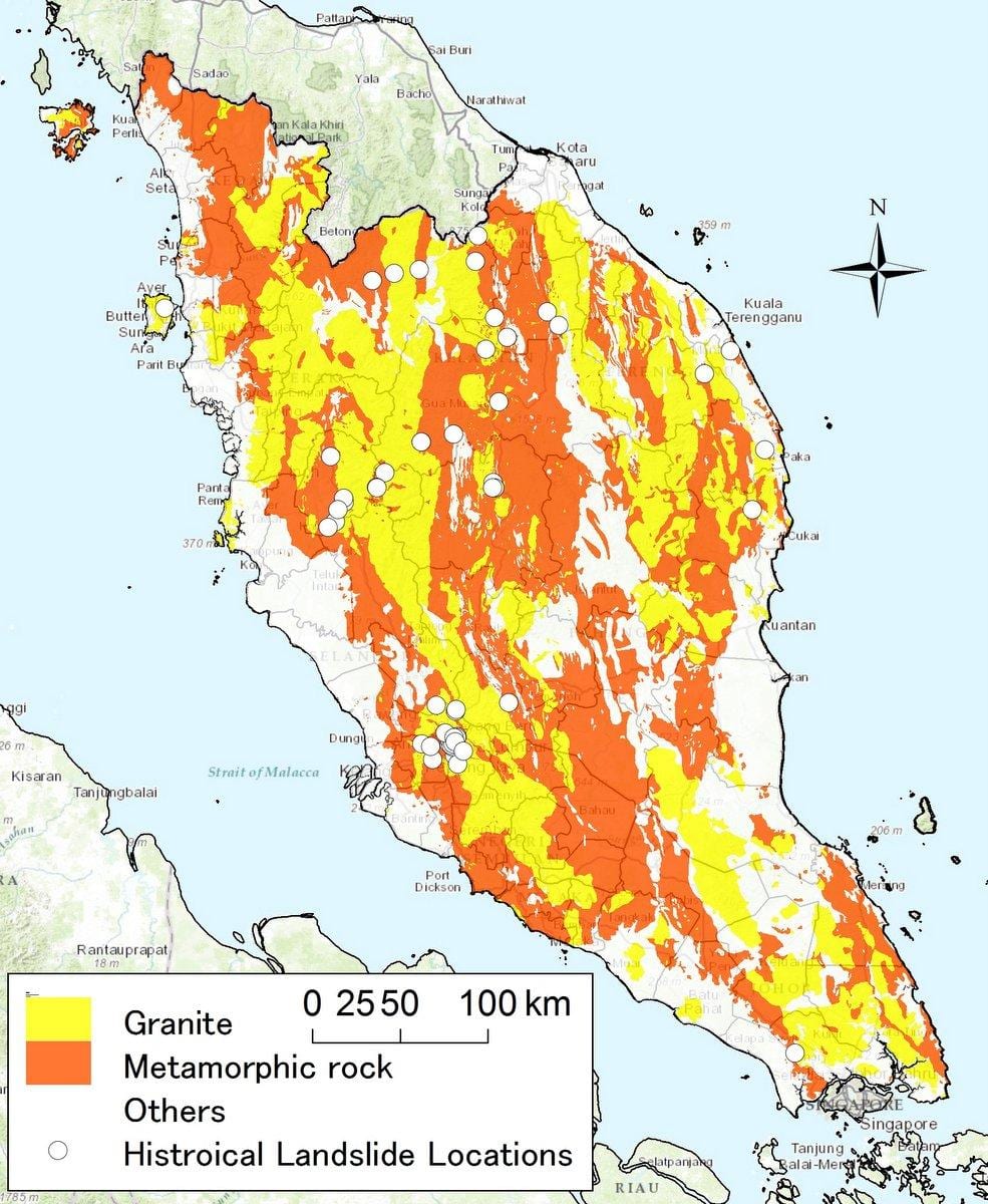 geological นแผนที่ของมาเลเซีย