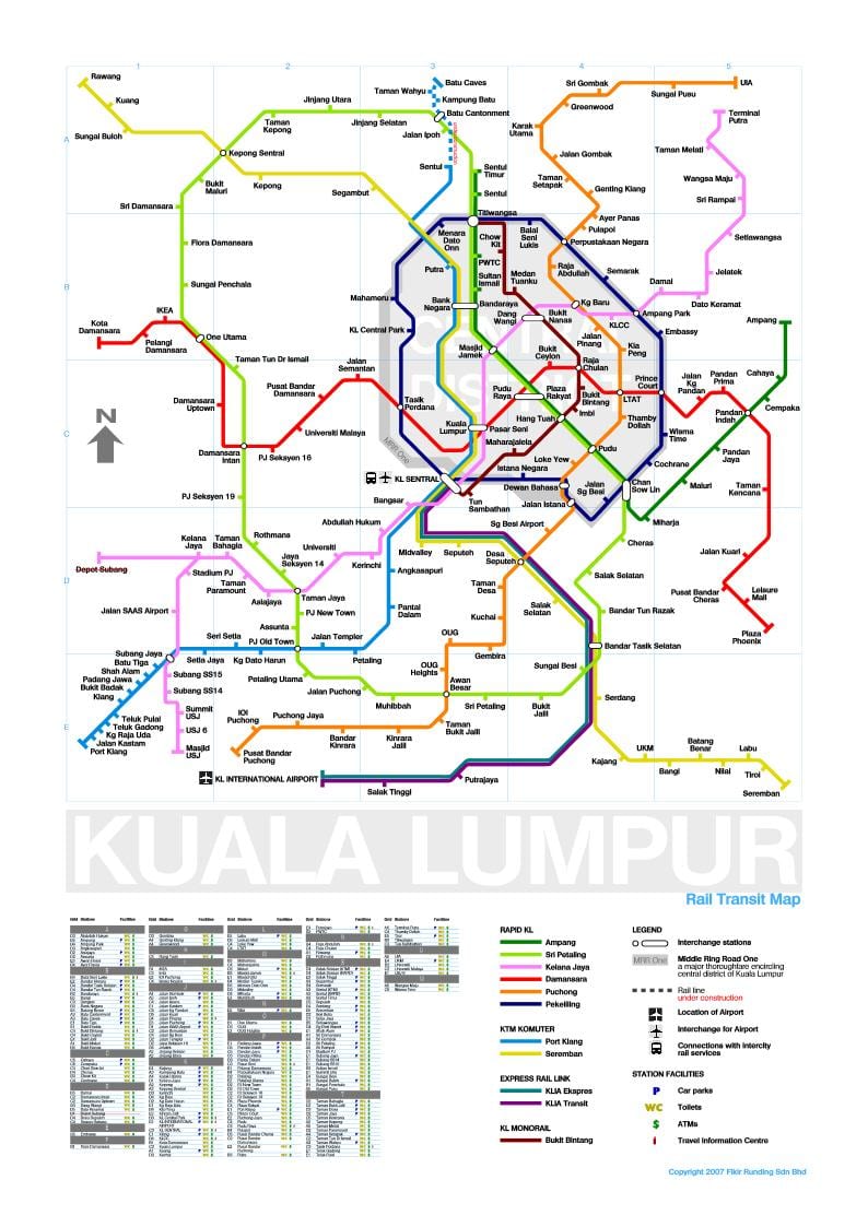mrt เส้น 3 เส้นทางบนแผนที่มาเลเซีย