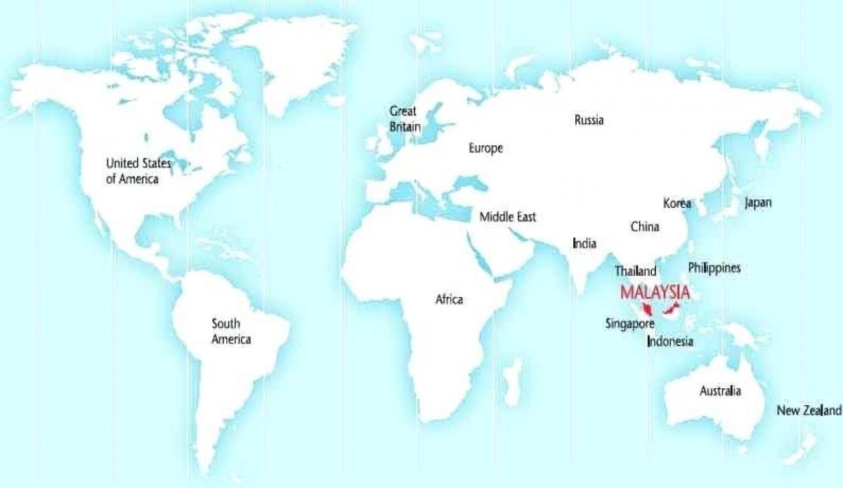 โลกแผนที่แสดงมาเลเซีย