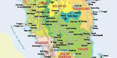 แผนที่ของทางตะวันตกมาเลเซีย
