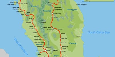 มาเลเซียนรถไฟบนแผนที่ 2016
