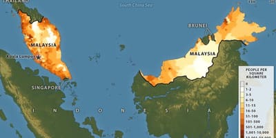 Malaysian ประชากรความหนาแน่นแผนที่
